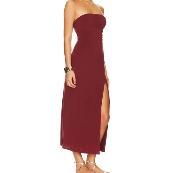 Free People Hayley Midi Strapless Dress in Russet Acorn Women’s Size Medium - Picture 2 of 13